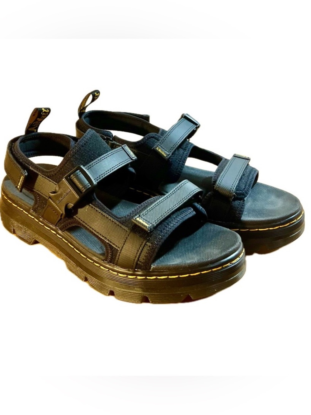 Dr. Martens Black Strappy Platform Sandals Size 12 Price $120 NWT